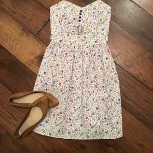 Floral print strapless summer dress